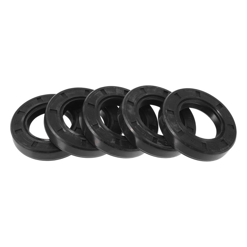 TUCKBOLD Universal Oil Seal TC Double Lip W Steel Spring Seal Ring Rotary Shaft Seal 30x52x10mm High Pressure NBR Rubber Black 5 Pcs - Image 1